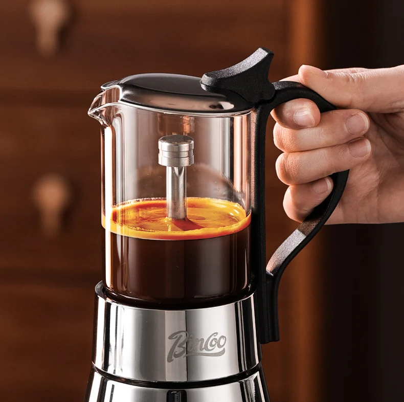 Bincoo Two Person 120ml Mocha Pot Visible Glass Türkiye Coffee Pot Electric Ceramic Stove Heating Concentration Extraction Pot