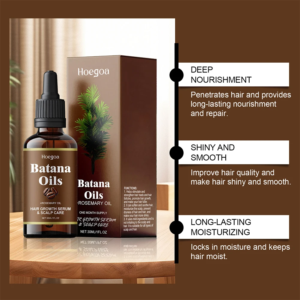 1-5Pcs 30ml Batana Rosemary Mint Scalp Hair Strengthening Oil Biotin Essential Oils Nourishing Treatment Split Ends Dry All Type hair growth oil,hair oil,hair essence oil