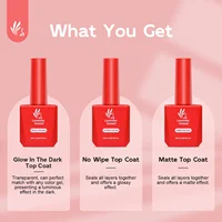 3pcs 15ml No Wipe Glossy Top & Matte Top Coat and Glow in the Dark Top Coat, Soak Off Gel Nail Polish for Nail Art Manicure 2