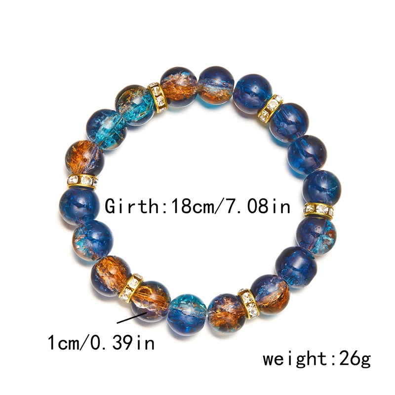 Koreanisches Kristallglas-Perlenarmband für Frauen Luxuriöses Buntes Perlen-Elastikarmband Handgefertigter Original-Schmuck Geschenk – Detail 15