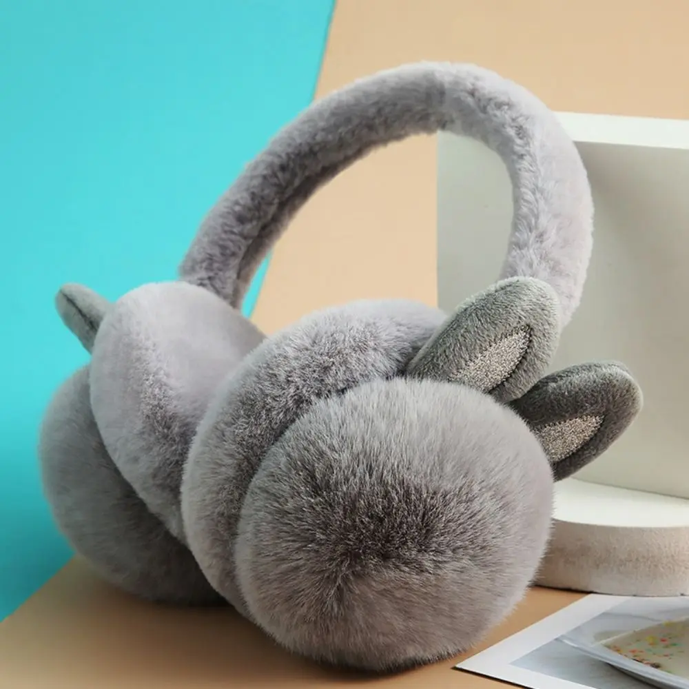 Women's Fashion Earmuffs Rabbit Ear Folding Earmuffs Faux Fur Plush Winter Warm Cold Protection Earflaps