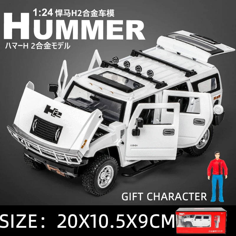 1/24 Hummer H2 Off-road Vehicle SUV Alloy Model Car Diecast Scale