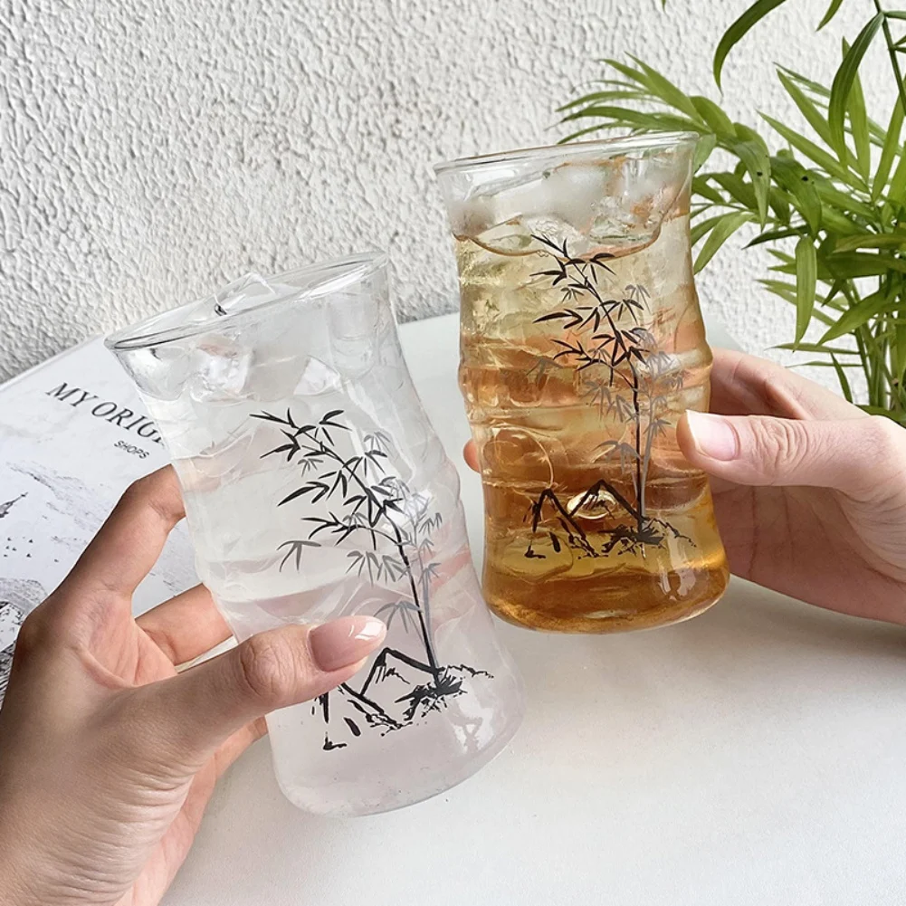 

412ml Coffee Cup Bamboo Knot Glass Transparent Glass Mug Cold Drink Cups Water Milk Juice Cup for Drinking Wine Bar Accessories