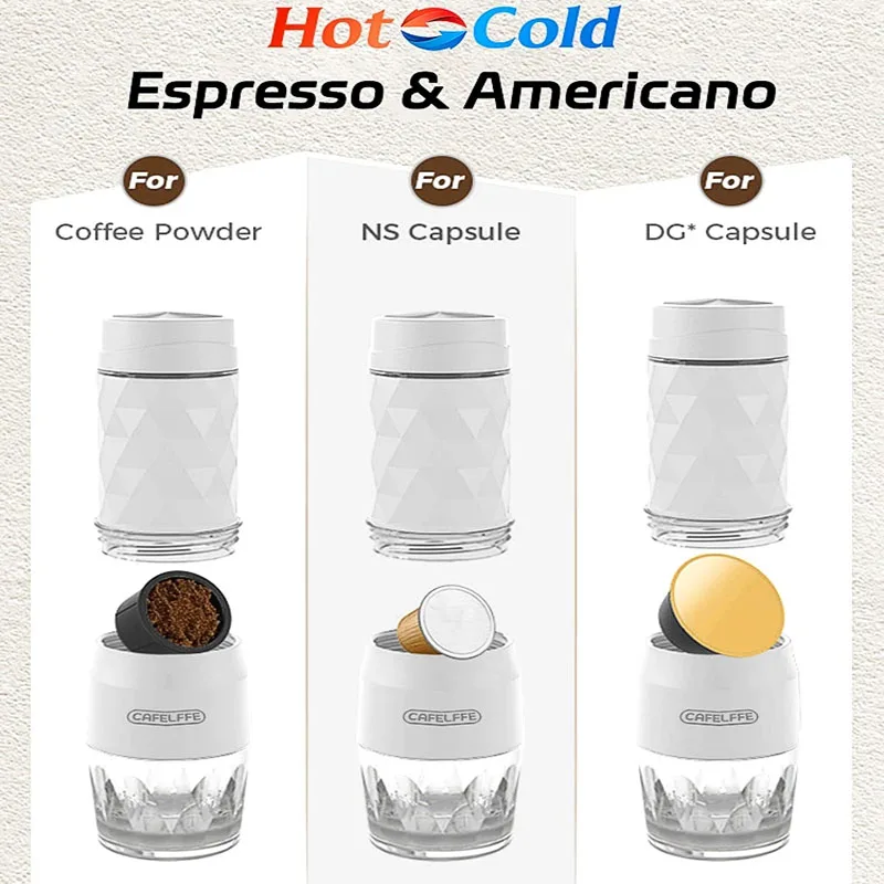 Cafelffe 3 In1 Portable Coffee Machine Hot/Cold Water Manual Espresso Maker For Capsule & Ground Hand Press Brewer hiking Travel