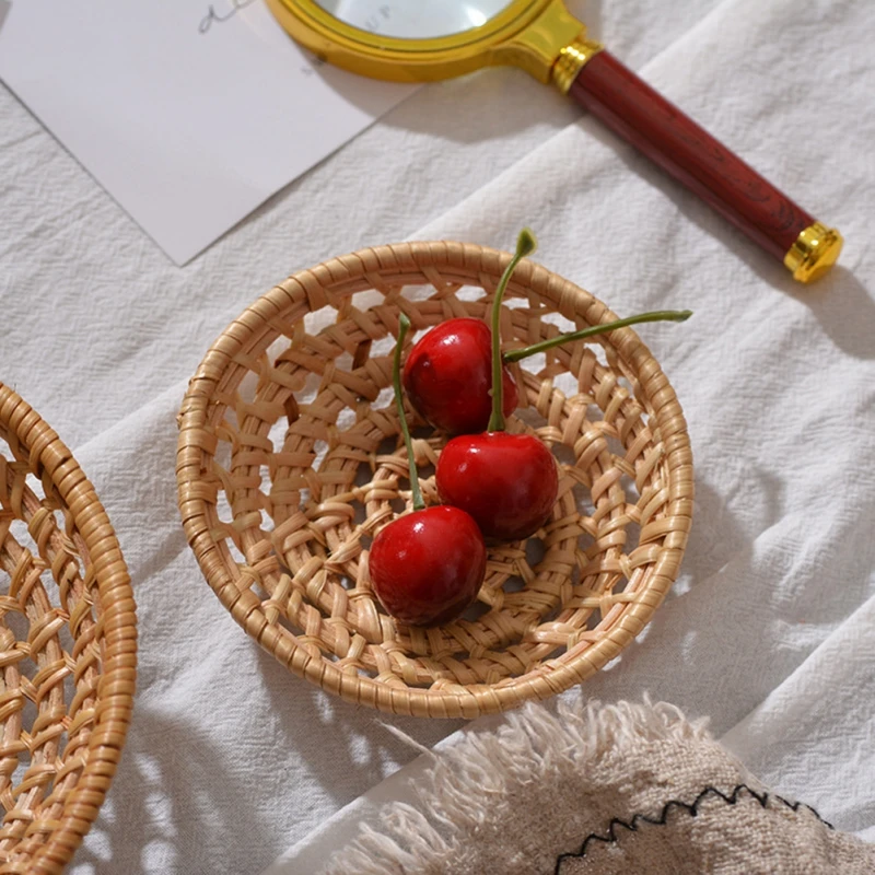 

Круглые фруктовые корзины Savlot из ротанга, плетеные миски для хранения, круглый поднос для чая ручной работы, блюдо для сервировки еды для обеденных вечеринок