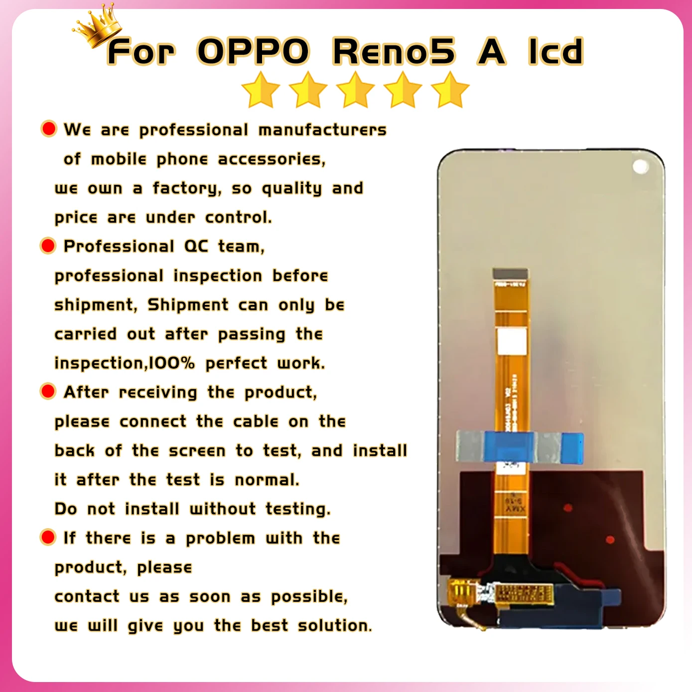 Tested LCD 6.5" for Oppo Reno5 A 5G CPH2199 A101OP Display Touch Screen Assembly
