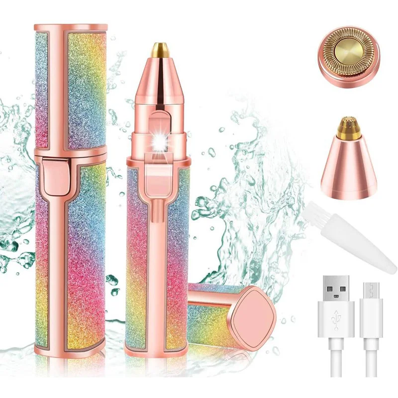 Eyebrow Trimmer 2 In 1 Electric Shaving Eyebrow Trimmer Female Body Facial Lipstick Shape Hair Removal Painless Razor Shaver hair trimmer