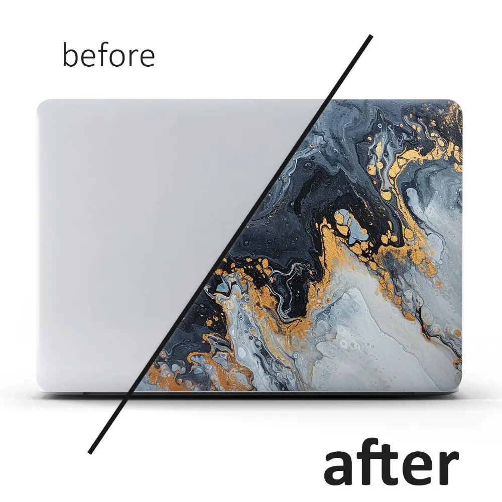 DIY A + C 측면 15 인치 노트북 스티커 스킨 마블링 질감 스크래치 방지 노트북 컴퓨터 커버 스킨 방수 PVC