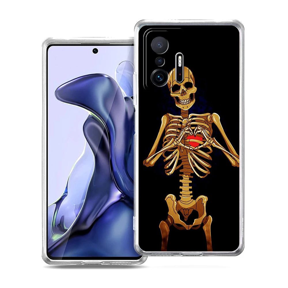 Red Love Skeleton Diagram Transparent Phone Case
