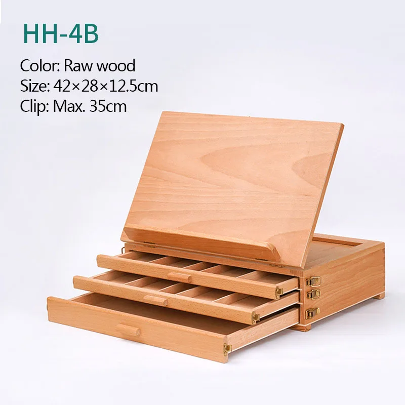 Cassetta portaoggetti da tavolo per pittura, scatola per pittura a olio, cavalletto multifunzionale in legno con cassetto, strumento pieghevole per pittura - immagine 6
