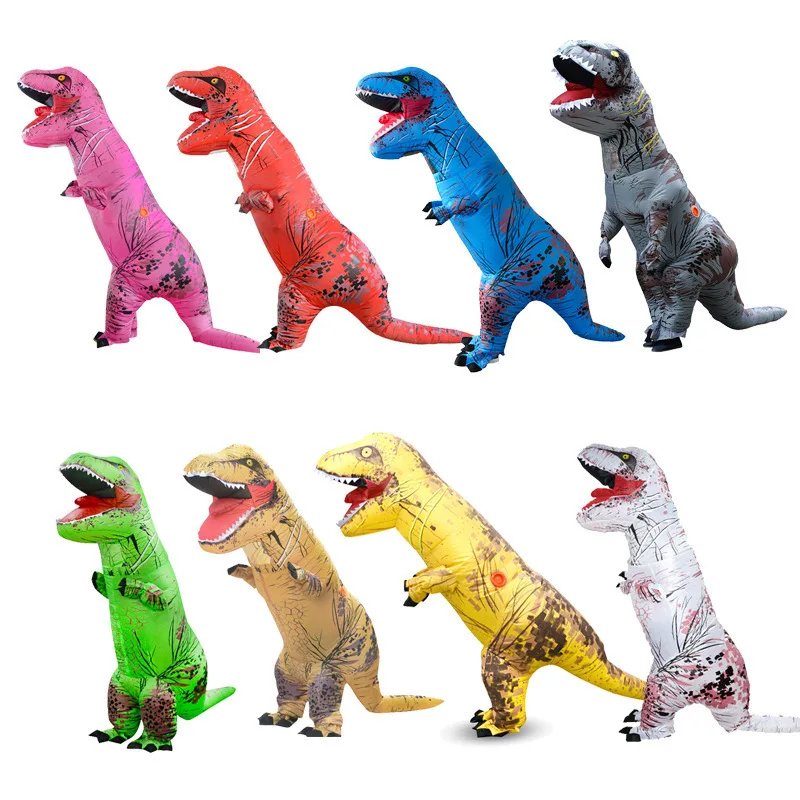 T-rex Inflatable Costume Tyrannosaurus Dinosaur Child Kids Adult Role-playing Halloween Mascot Party Apparel