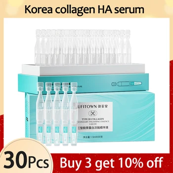 콜라겐 주름 제거 얼굴 세럼, 한국산 가교결합 HA 히알루론산 퍼밍, 안티에이징 니코틴아미드 미백, 30/90 개 미용 얼굴 스킨케어 에센스