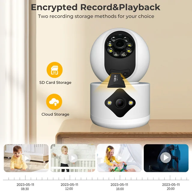 4MP Dual Lens WiFi Camera Dual Screen Baby Monitor Auto Tracking Ai Human Detection Indoor Home secuiryt CCTV Video Surveillance - Image 5