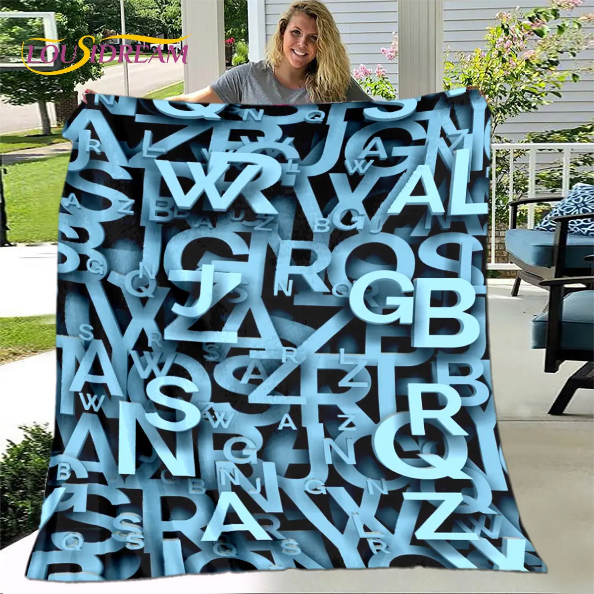 

3D Letter Number Retro Nostalgia Blanket,Flannel Blanket Throw Blanket,Soft Warm Blanket for Living Room Bedroom Beds Sofa Gift