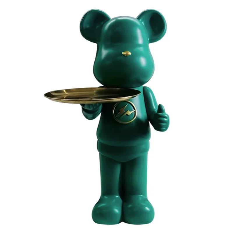 

Luxury Bear Figurine Tray Sculpture Interior Cartoon Figures Large Ornament Sculpture Model Storage Living Room Decoration Gifts