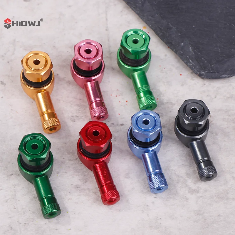 2Pcs/Set Aluminum Alloy Valve Motorcycle Valve Stems Rim 90 Degree Angle Motorcycle Tire Tubeless Caps Rim Wheel Parts