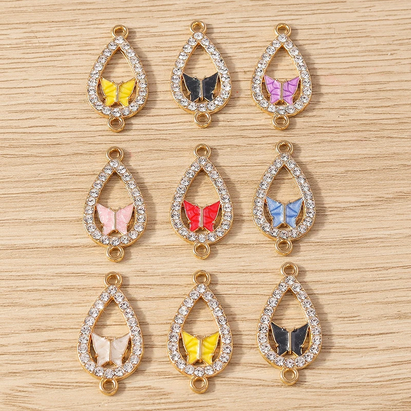 Tusember 10 Stück goldfarbene Kristall-Acryl-Schmetterlings-Anhänger-Verbinder für Halskette, Armband, DIY-Schmuckherstellung, Zubehör