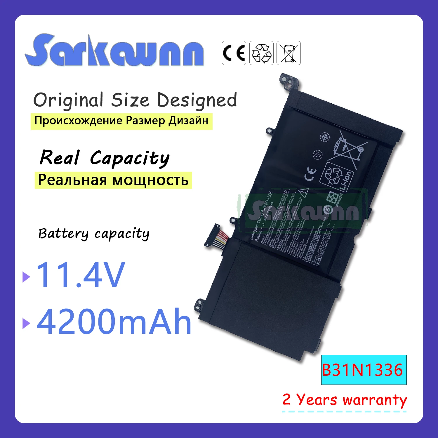 

SARKAWNN 3cells A42-S551 B31N1336 Аккумулятор для ноутбука ASUS S551 K551 S551L K551L C31-S551 3ICP7/65/80
