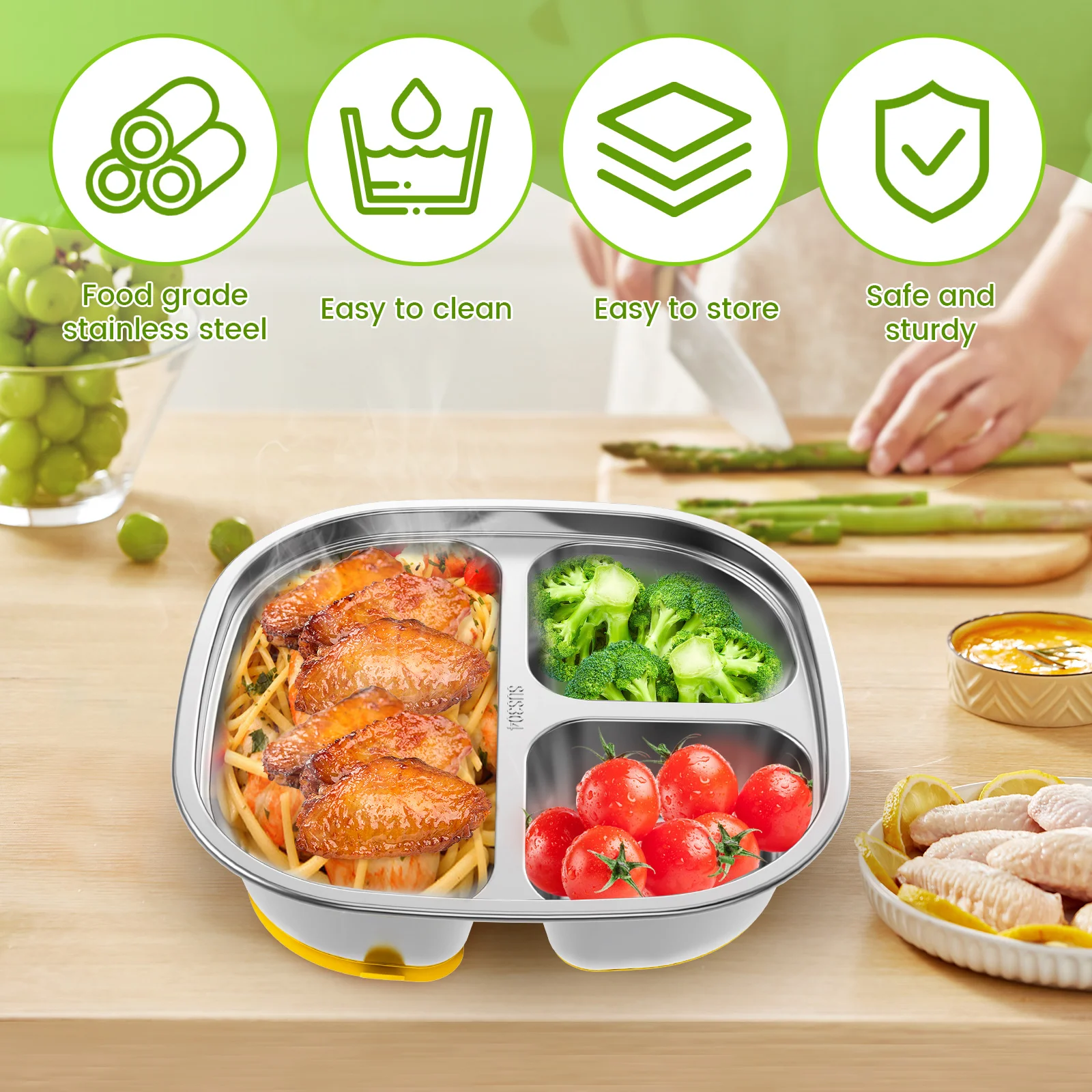Stainless Steel Kids Plates Divided Designed Metal Kid Plate Stainless Steel Divided Plates Baby Suction Plate stainless steel plates