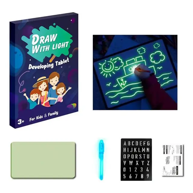 Magic LED Light Drawing Pad Drawing Board For Kids Reusable Doodle Board Portable Learning Educational Toys Toddler LED Drawing 5
