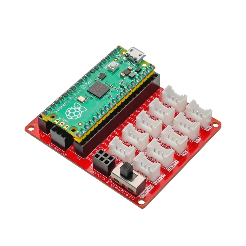 

Crowtail Shield for Raspberry Pi Pico with 10 Crowtail Ports Plug and Play GPIO Expansion Board for Pico Support MicroPython & A