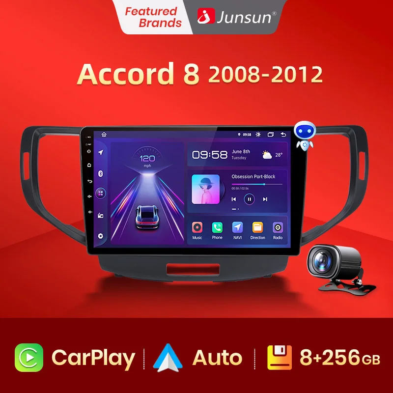 Autoradio Android Pour Honda Accord 8 (2008-2012) - Écran Tactile, CarPlay/Android Auto, GPS, Bluetooth