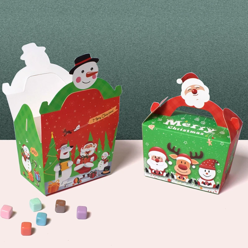 

10-80 шт. Рождественский Снеговик портативная Подарочная коробка конфеты Санта-Клаус маленькая бумажная упаковка оптовая продажа кондитерские изделия Праздничная Вечеринка печенье сладкое