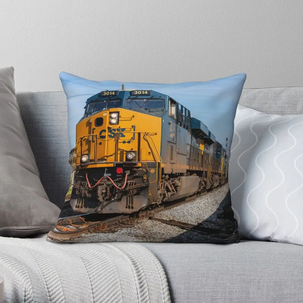 

CSX локомотивная Подушка, искусственная Полиэстеровая льняная бархатная креативная Декоративная Подушка на молнии, подушка для дивана, сидения, наволочка 45x45