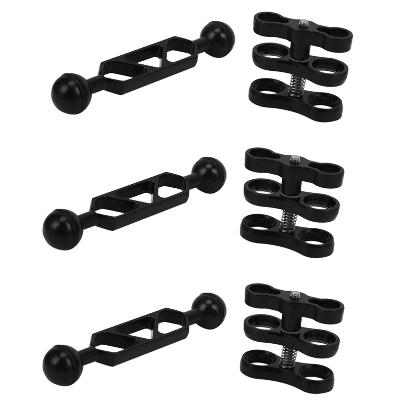 

NEW-3X Aluminum Alloy Scuba Diving Light Torch Dual Ball Joint Arm and 1Set Butterfly Clip Clamp Mount for Photography Camera