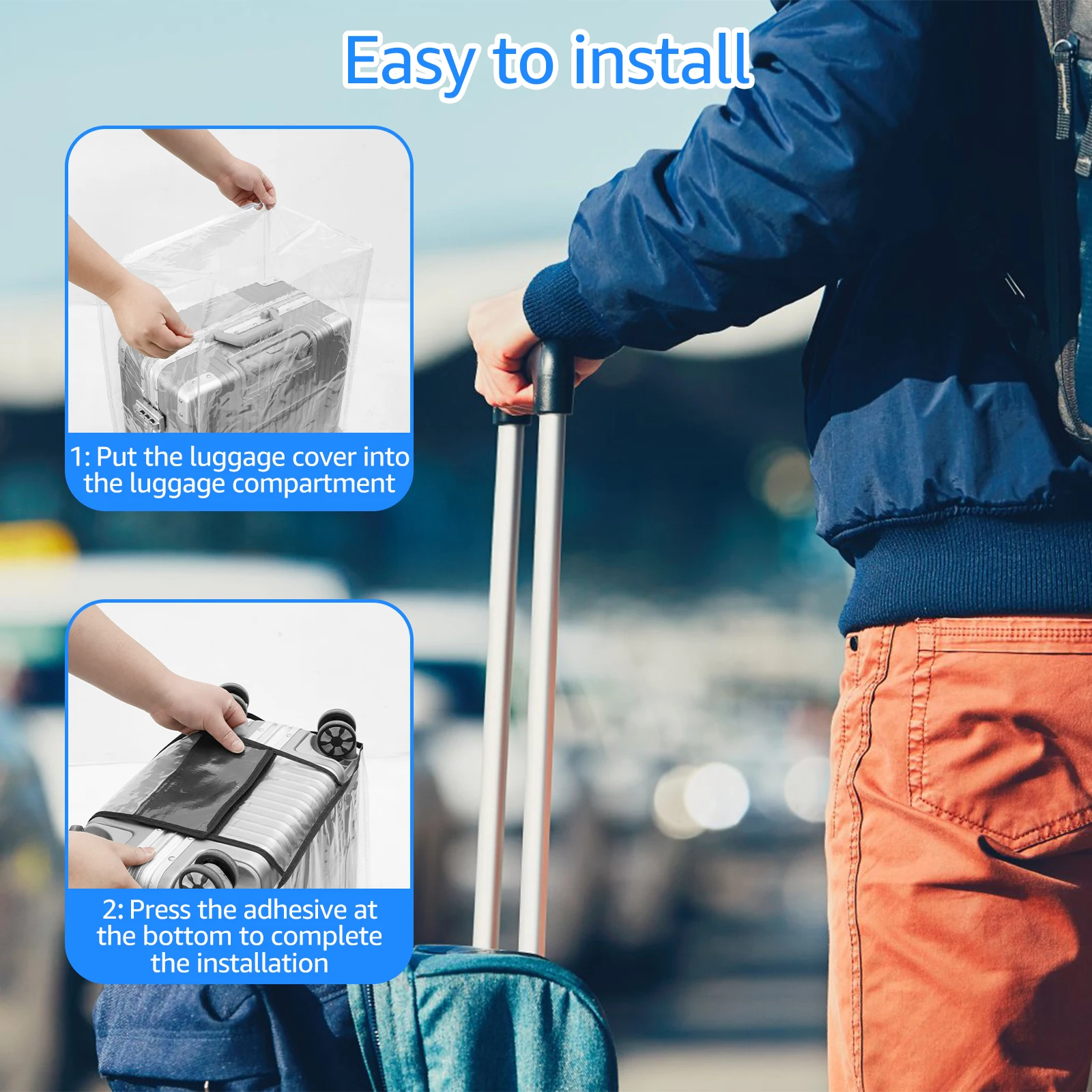 3Pcs Transparent Luggage Protector Covers PVC Dustproof Suitcase Covers 3 Size Anti Scratch Waterproof Luggage Cover for Travel