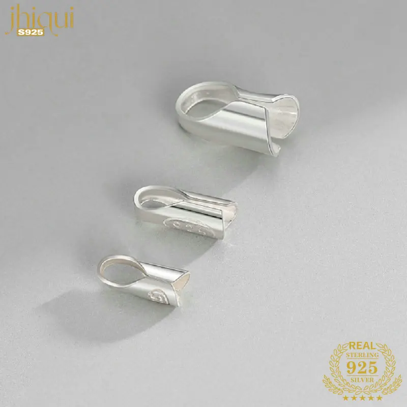 

5pcs 925 Sterling Silver Crimp End Connector Hook for DIY Bracelet Necklace Making Fine Jewelry Finding
