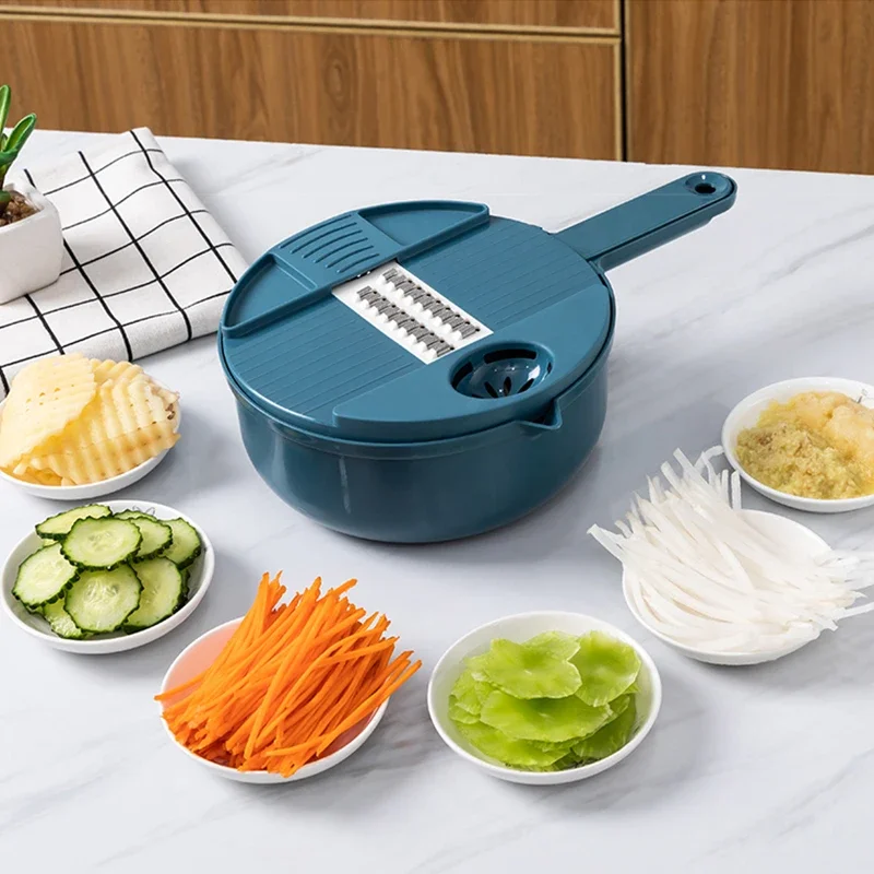 12 Functions Vegetable Chopper Carrots Potatoes Grater Vegetable Cutter Slicer Potato Peeler Manual Garlic Onion Chopper Kitchen