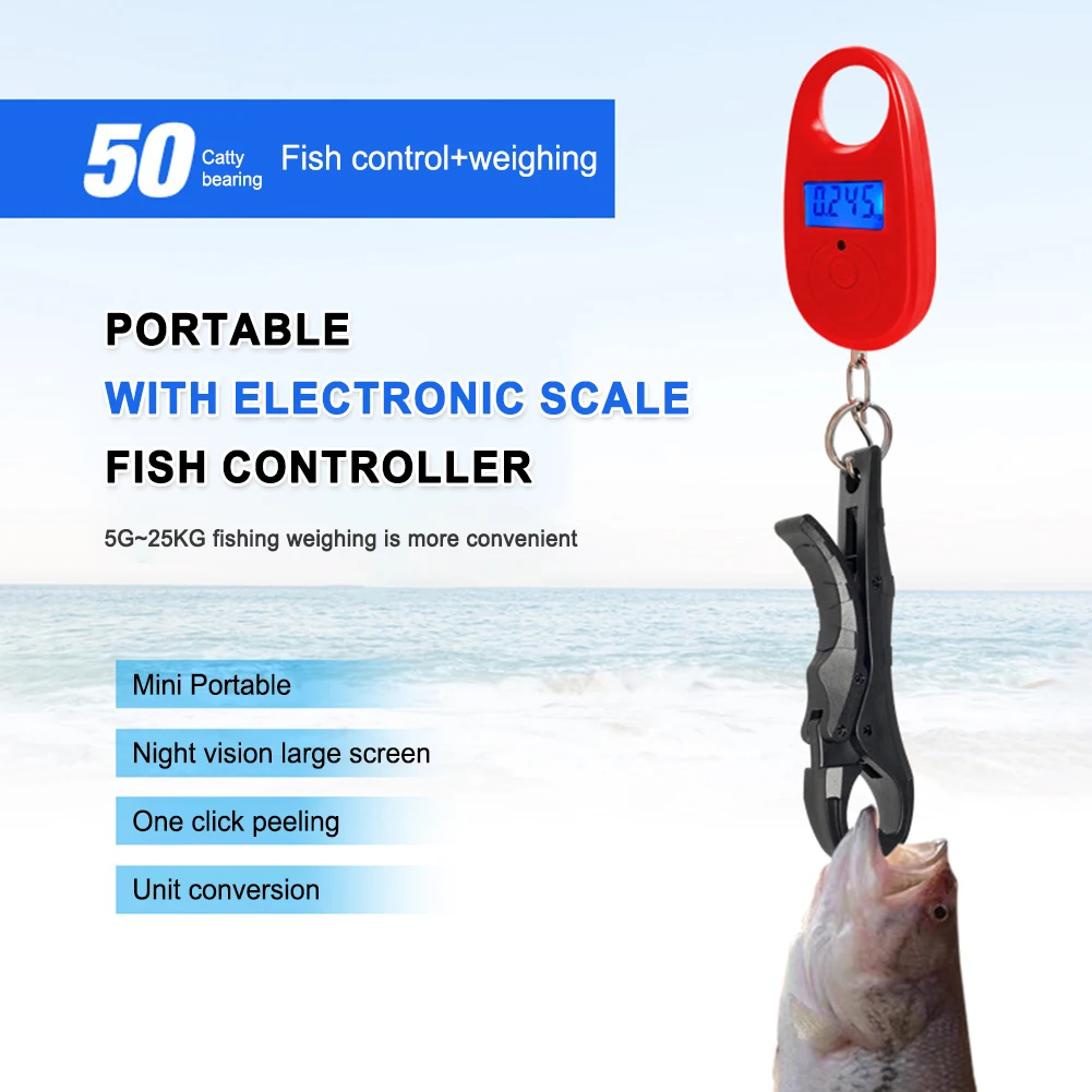 High-Capacity Portable Mini Digital Scale with Fish Control Forceps for Outdoor Fishing