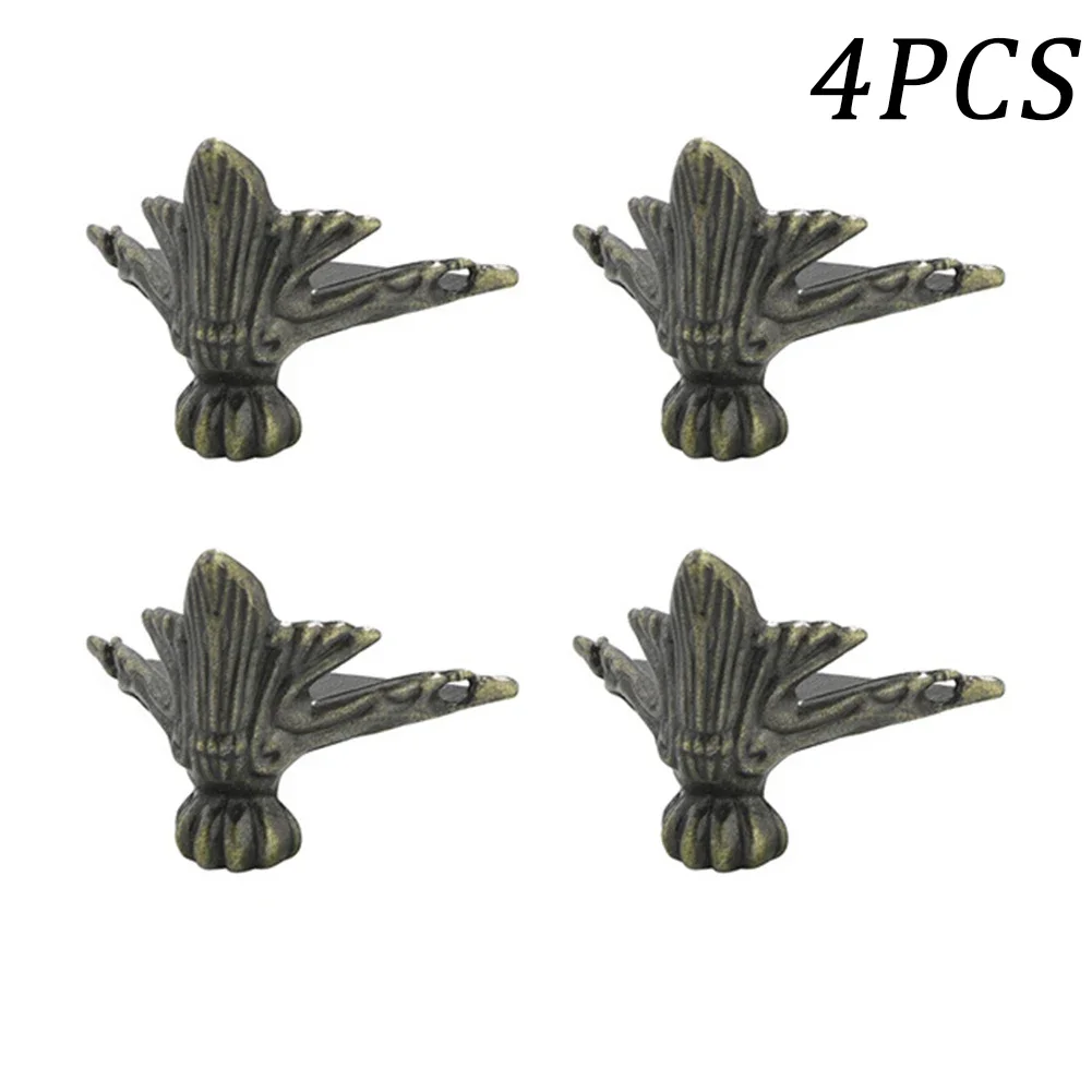 Description Picture 4 of item4Pcs/Set Antique Wood Box Feet Leg Corner Protector Triangle Rattan Carved Decorative Bracket For Furniture Hardware