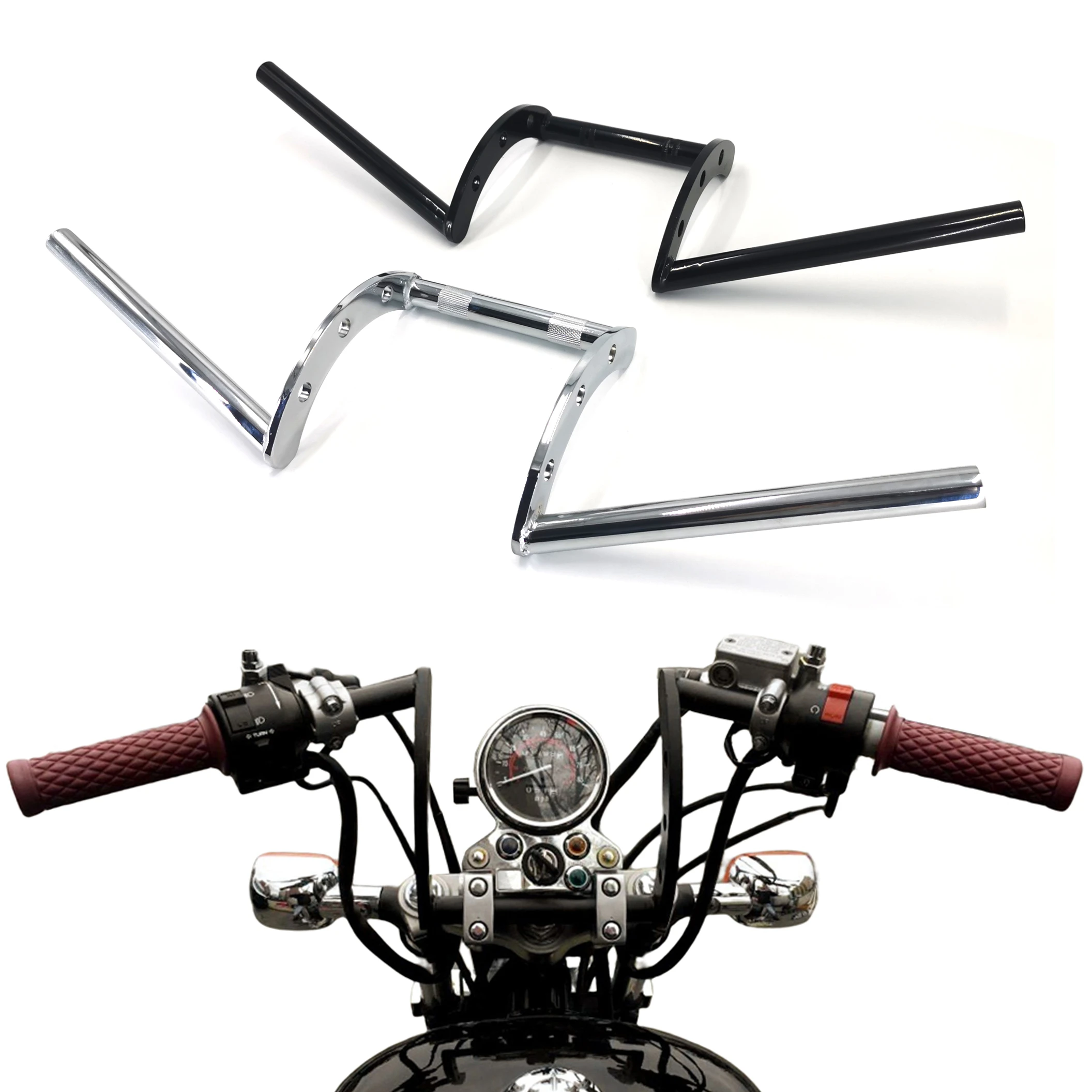 Motorcycle 22mm Handlebar Z Bars 7/8" Steering Wheel Compatible With