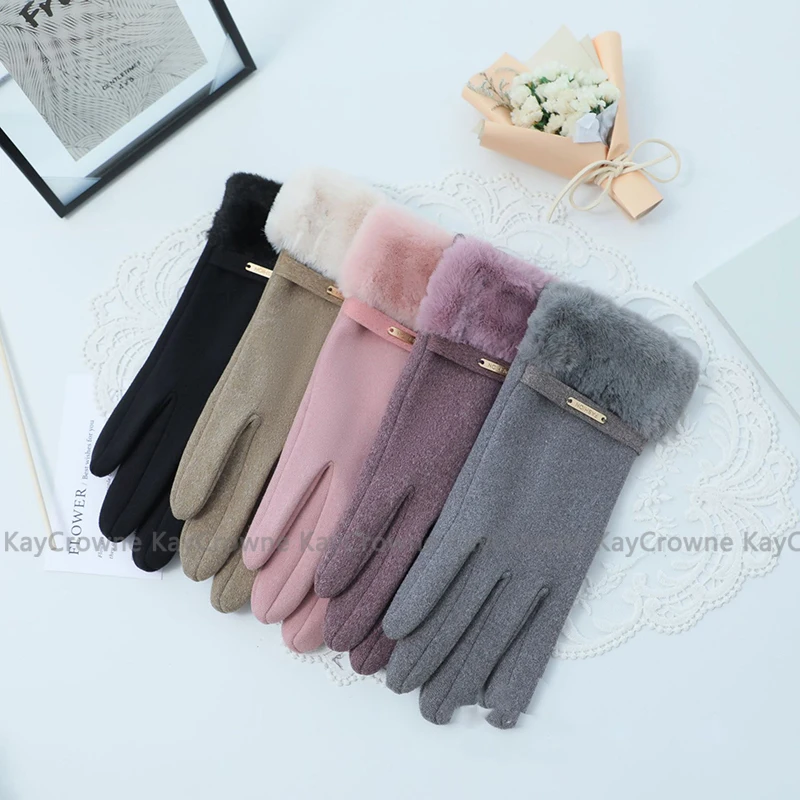 

KayCrowne Fashion Grace Lady Glove Winter Women's Gloves Elegant Touch Screen Riding Warm Windproof Gloves Mittens Accessories