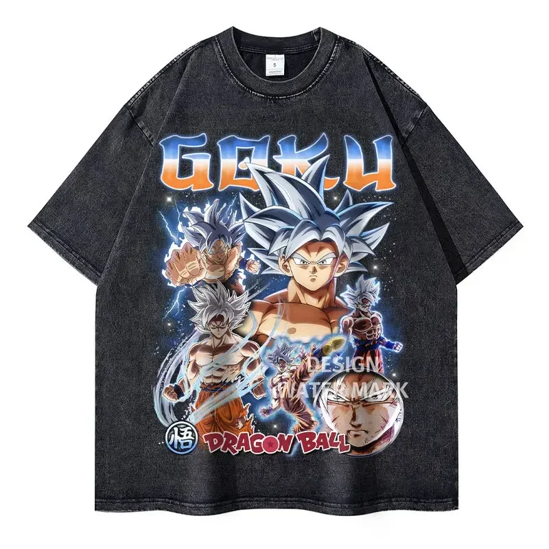 Vintage Washed Anime Dragon T-Shirt Retro Manga Design