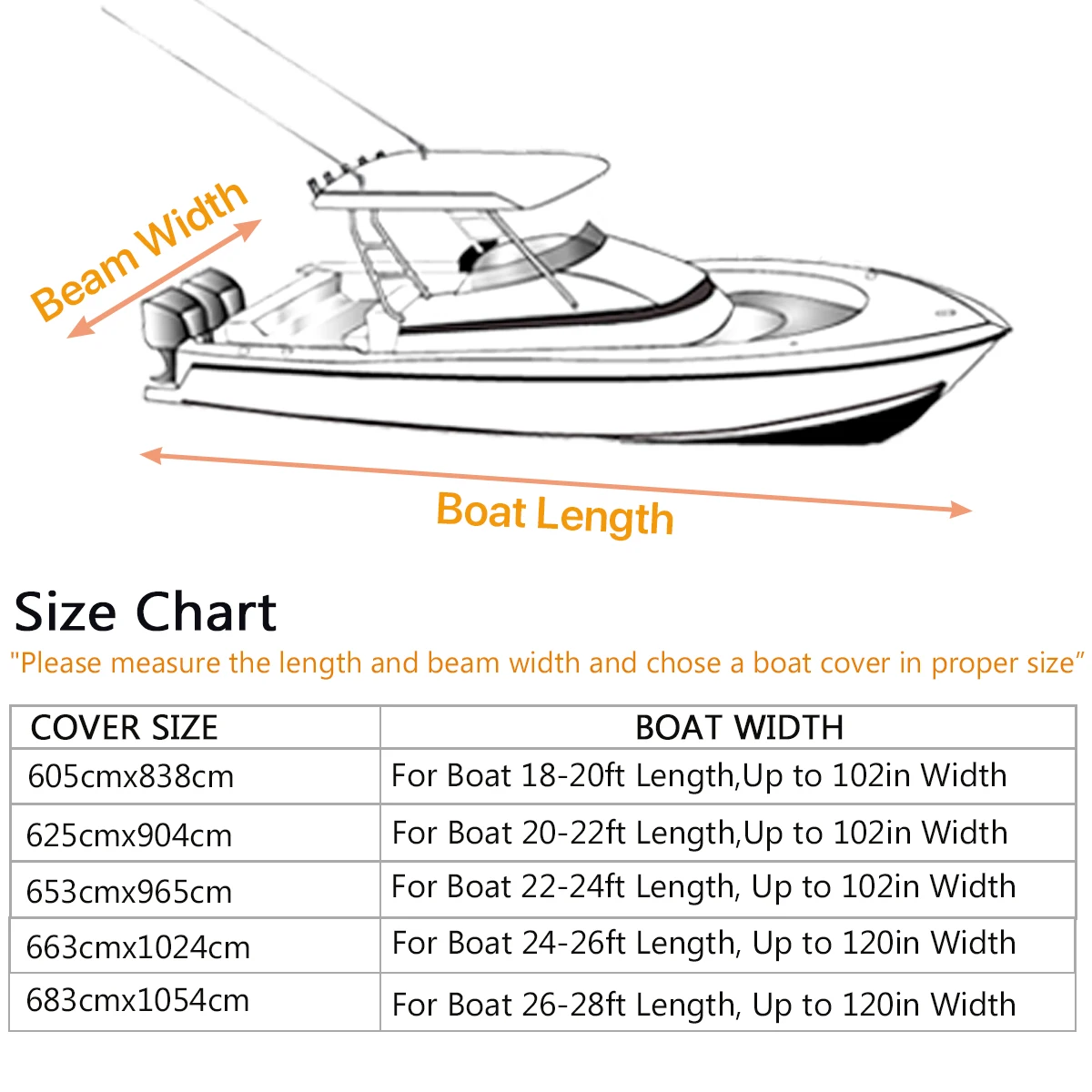 Boat Cover Fishing Boat Cover 18 28ft 210D Jumbo Cruiser Boat Cover Heavy Duty Oceansouth Marine Water Sun Proof UV Protection Fish Ski VHull Mooring Cover
