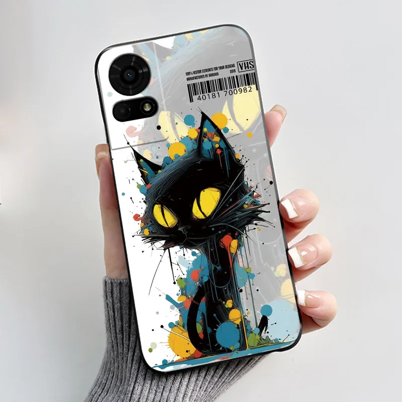 Cute Cartoon Soft Silicone Protective Phone Case - Black