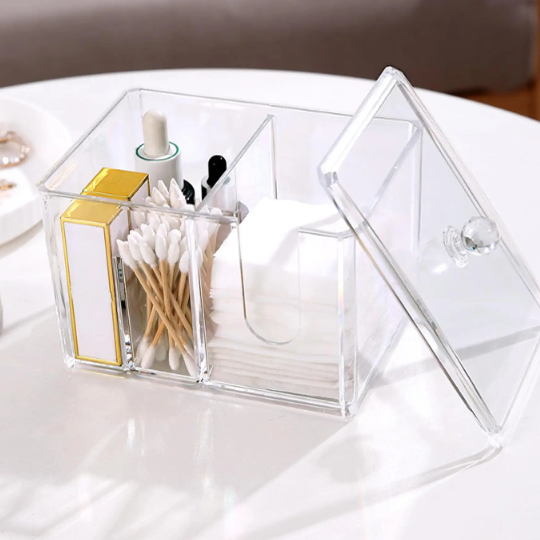 Qtip Holder, Cotton Swabs Holder Jars with Lids Vanity Storage Jars for Cotton Ball, Swabs Floss, Makeup Sponges Organizer 3