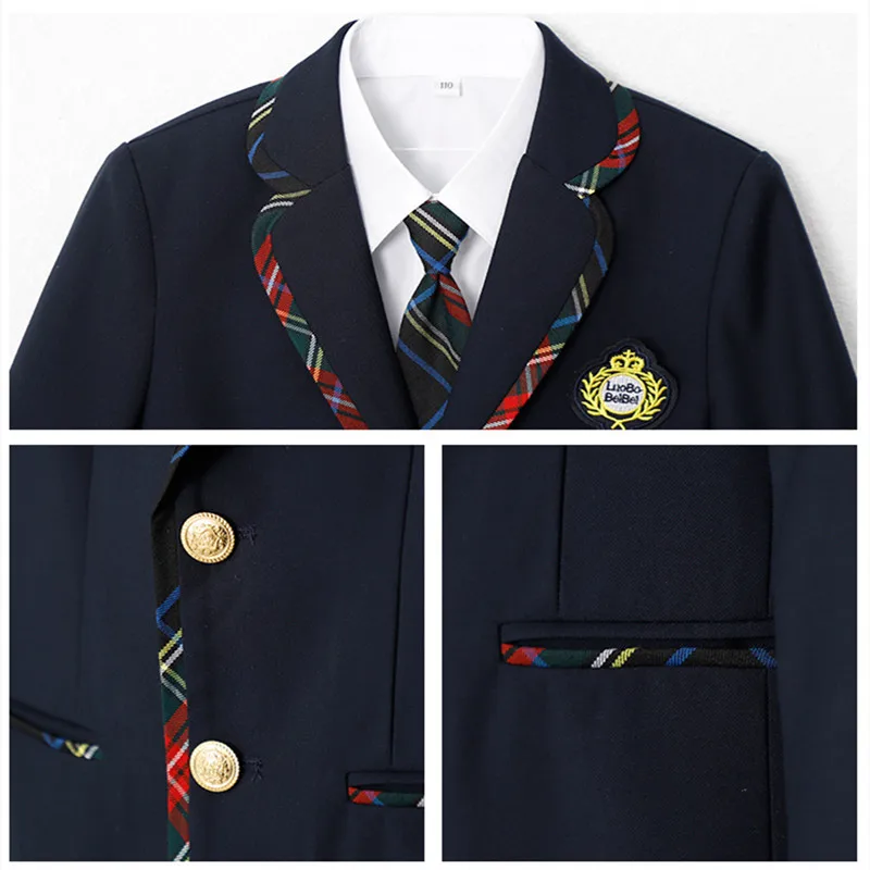 Uniforme scolastica per bambini giacca per ragazze gonna scozzese abiti per ragazzi abito formale set di vestiti per studenti per bambini completi di classe britannica per bambini