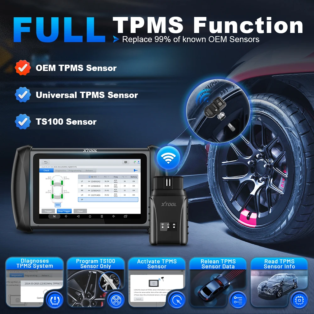 XTOOL InPlus IP819TP TPMS Programming Tools TPMS System Health Check Activate Relearn, Car Diagnostic Tools Program ts100-sensor 3
