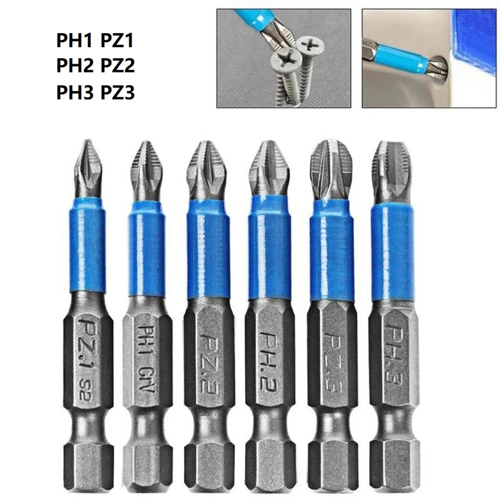 

Magnetic Anti Slip Cross Screwdriver Drill Bit 50mm 1/4" Hex Shank PH1/PH2/PH3/PZ1/PZ2/PZ3 Bit Drill Head Electric Impact Tools