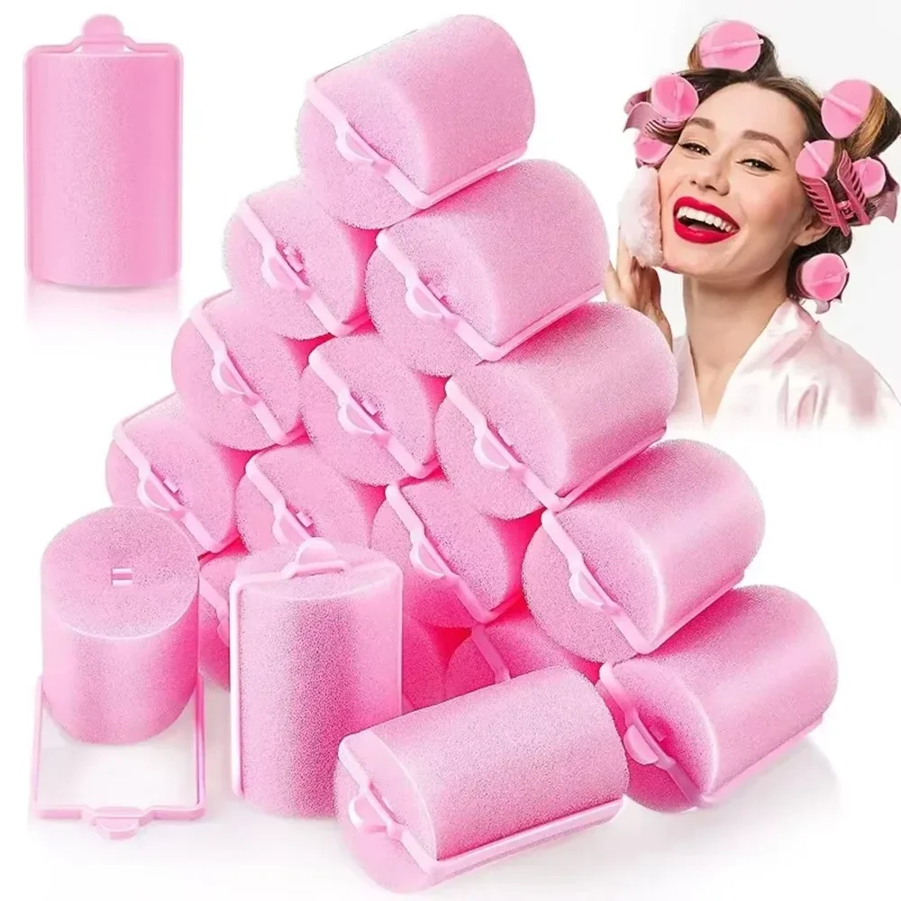 2.4Inch Foam Sponge Hair Rollers Hair Curlers Sleep In Soft Sleep Rollers Curlers for Curls Style Heatless Christmas Party