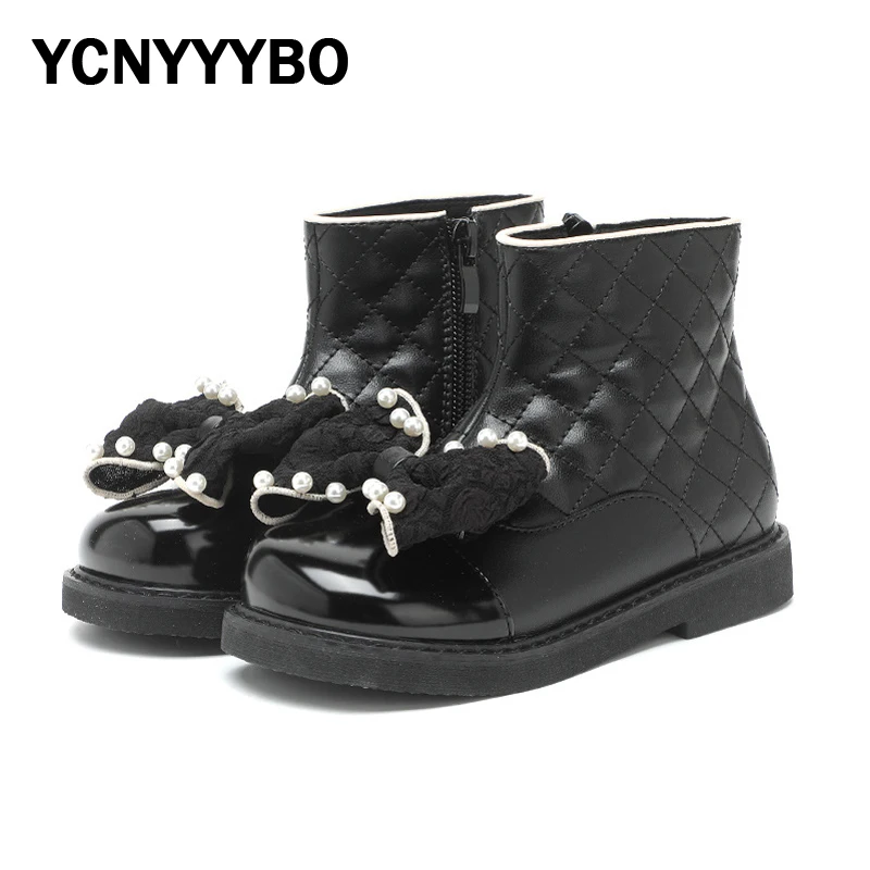 Autumn Kids Bow Fashion Boots Children Ankle Boots Baby Girls Black Brand Shoes Princess Boots