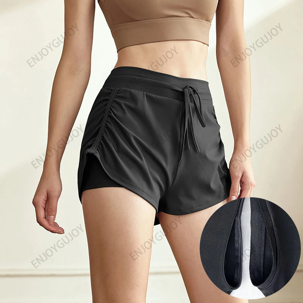 Running Shorts Women's Invisible Open Crotch Outdoor Sex Tennis Yoga Pants Sports Fitness Training Trisection Trousers