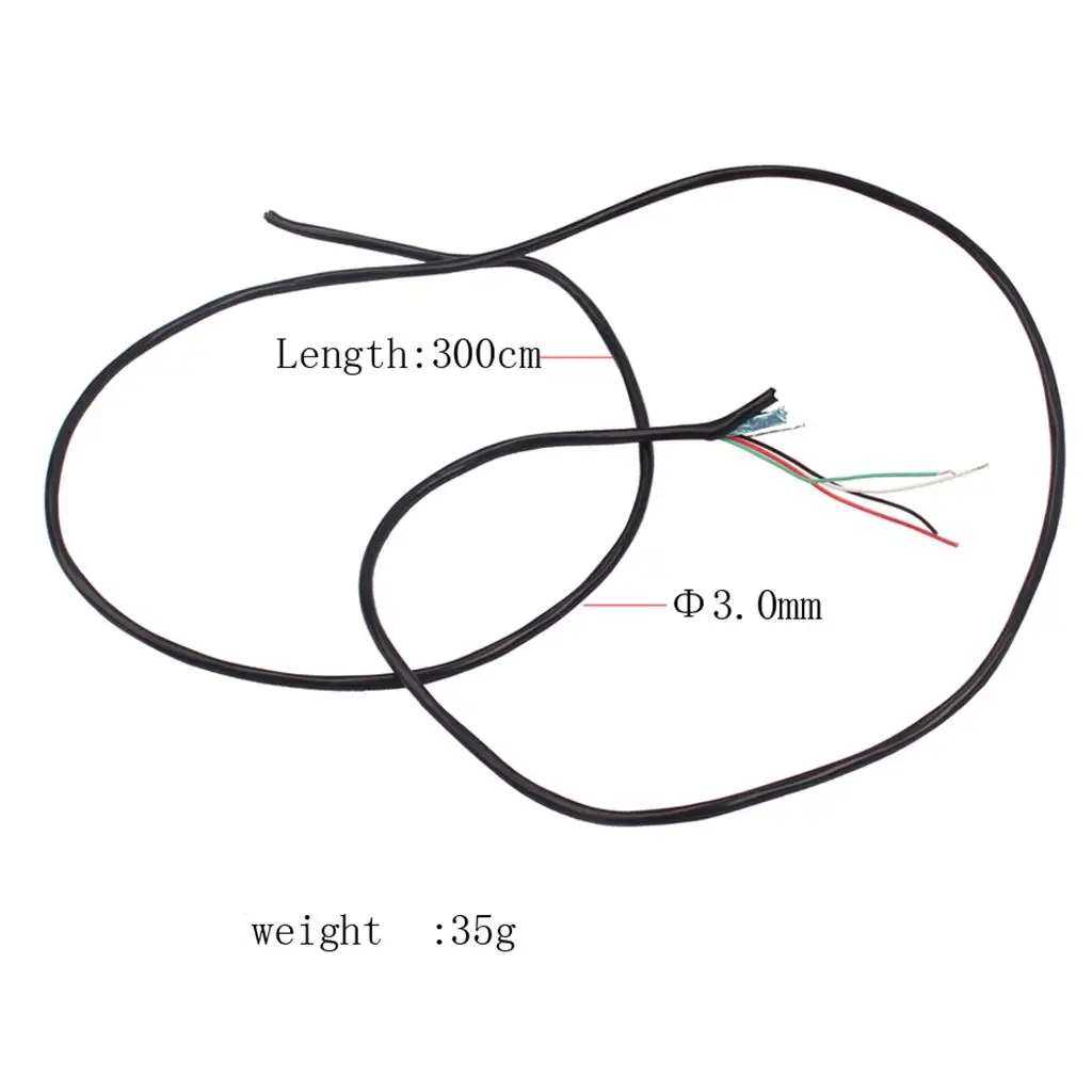 4개의 도체 차폐 픽업 와이어 3m/118'' 길이 기타 픽업 케이블 24 AWG
