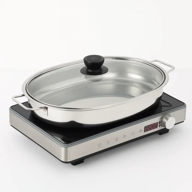 Multipurpose Stainless Steel Oval Grilled Fish Pan Deepened Rust-proof Fish Steamer with Lid with Handle Hot Pot Commercial 4