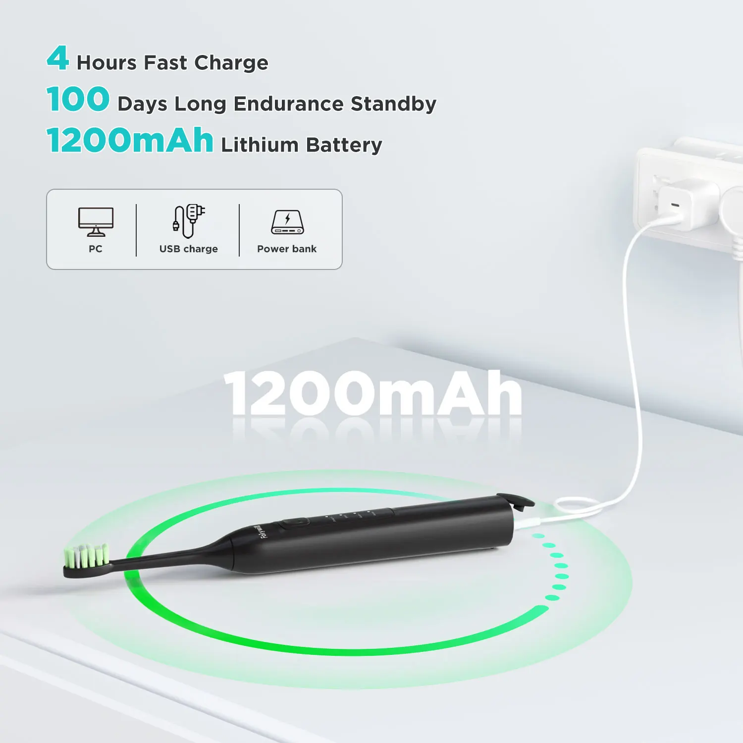 Fairywill Electric Sonic Toothbrush FW-Y05 USB Charge Rechargeable Adult Waterproof Electronic Tooth Brushes Replacement Heads 5