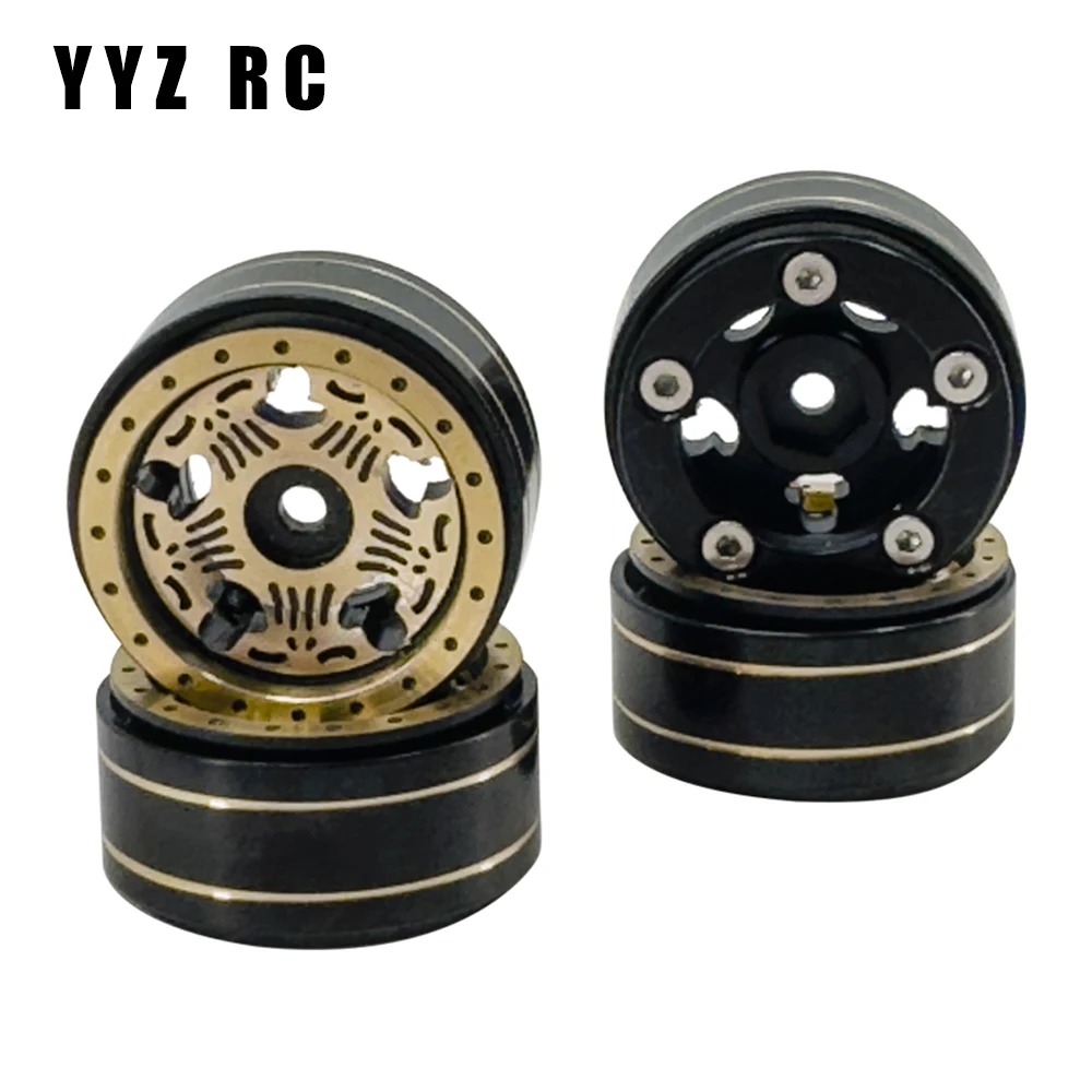 1.0" Inch Beadlock Wheel Hub Rims Aluminum Alloy And brass Accessories for Axial Scx24 upgrade parts Rc Car Crawler gladiator beadlock wheel rim